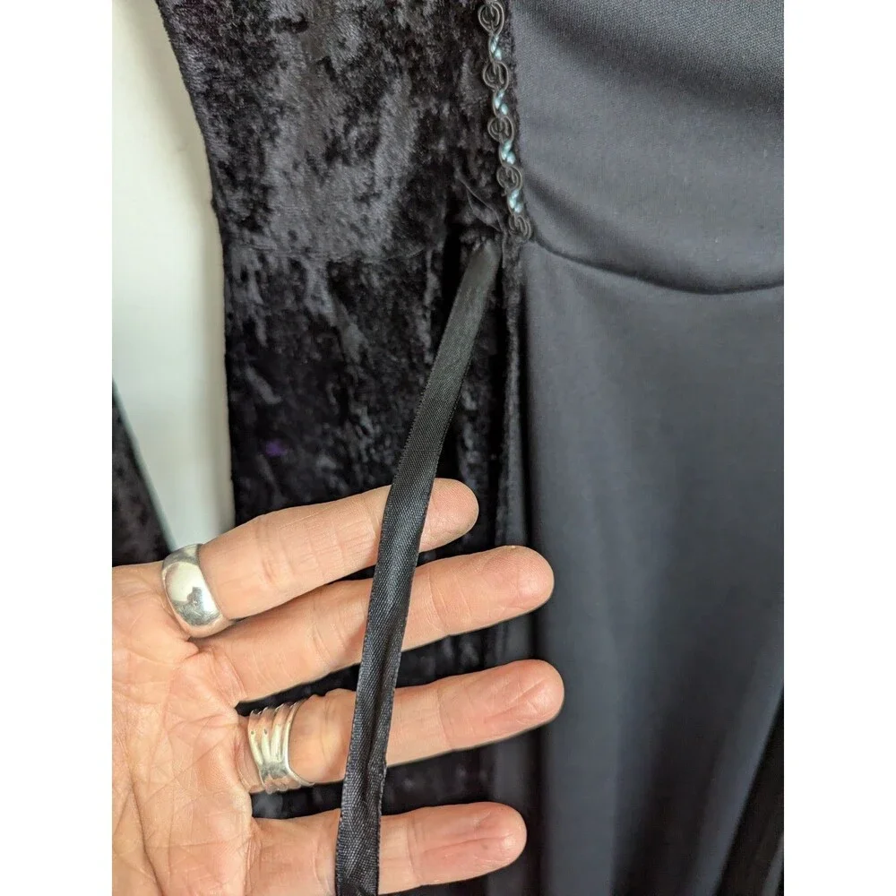 Vtg California Costume Co Angel Of Darkness Crushed Black Velvet Dress Sz Teen